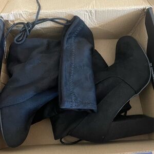 Fashion Nova Black Heeled Boots (BRAND NEW)